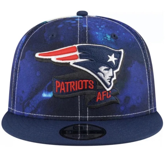 New Era Men's New England Patriots Sideline Ink Dye 9Fifty Blue Adjustable Hat - Picture 2 of 6